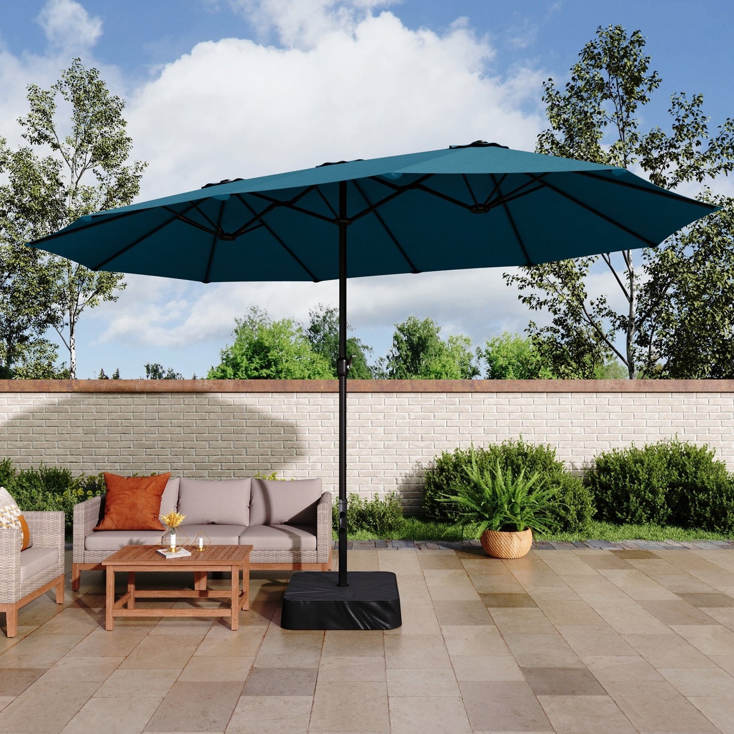 MAISON ARTS Parasol de terrasse double face extra large de 4,5 m avec socle inclus