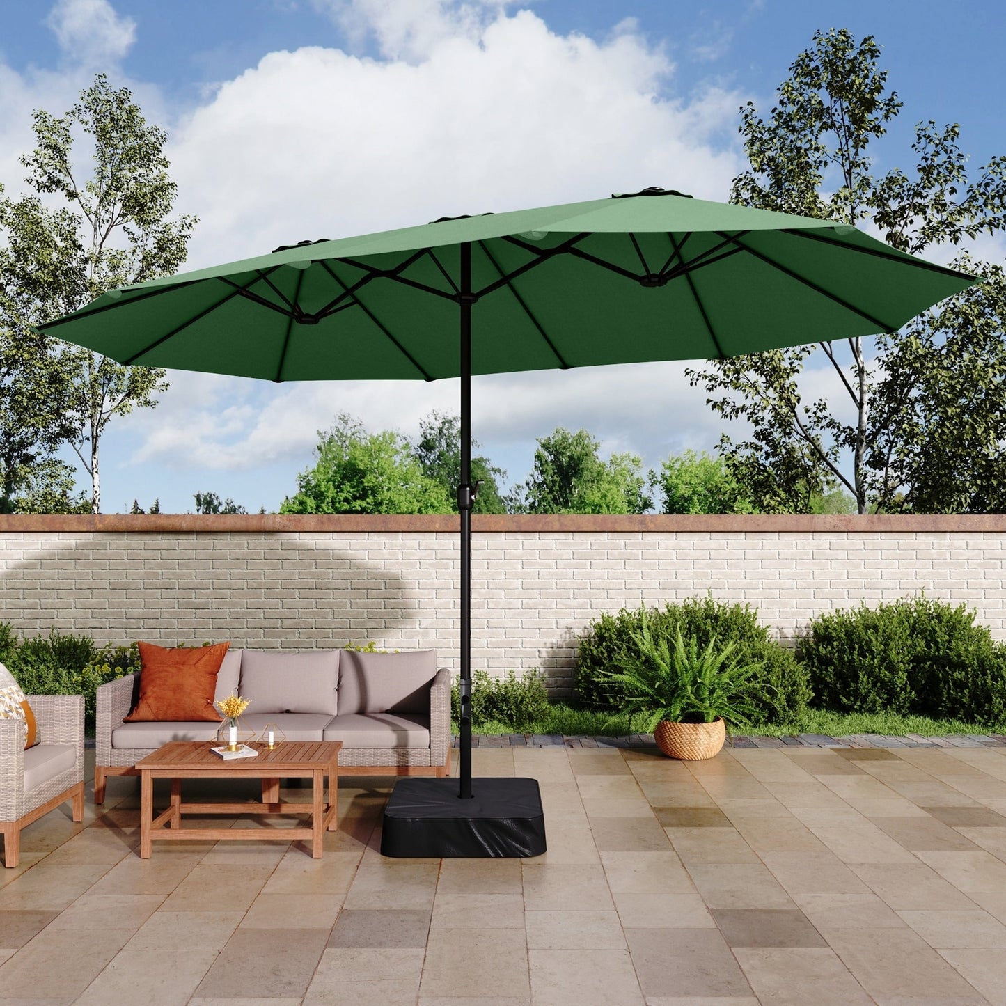 MAISON ARTS Parasol de terrasse double face extra large de 4,5 m avec socle inclus