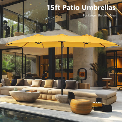 MAISON ARTS Parasol de terrasse double face extra large de 4,5 m avec socle inclus