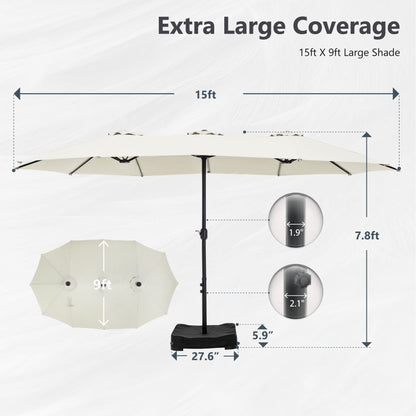 MAISON ARTS Parasol de terrasse double face extra large de 4,5 m avec socle inclus