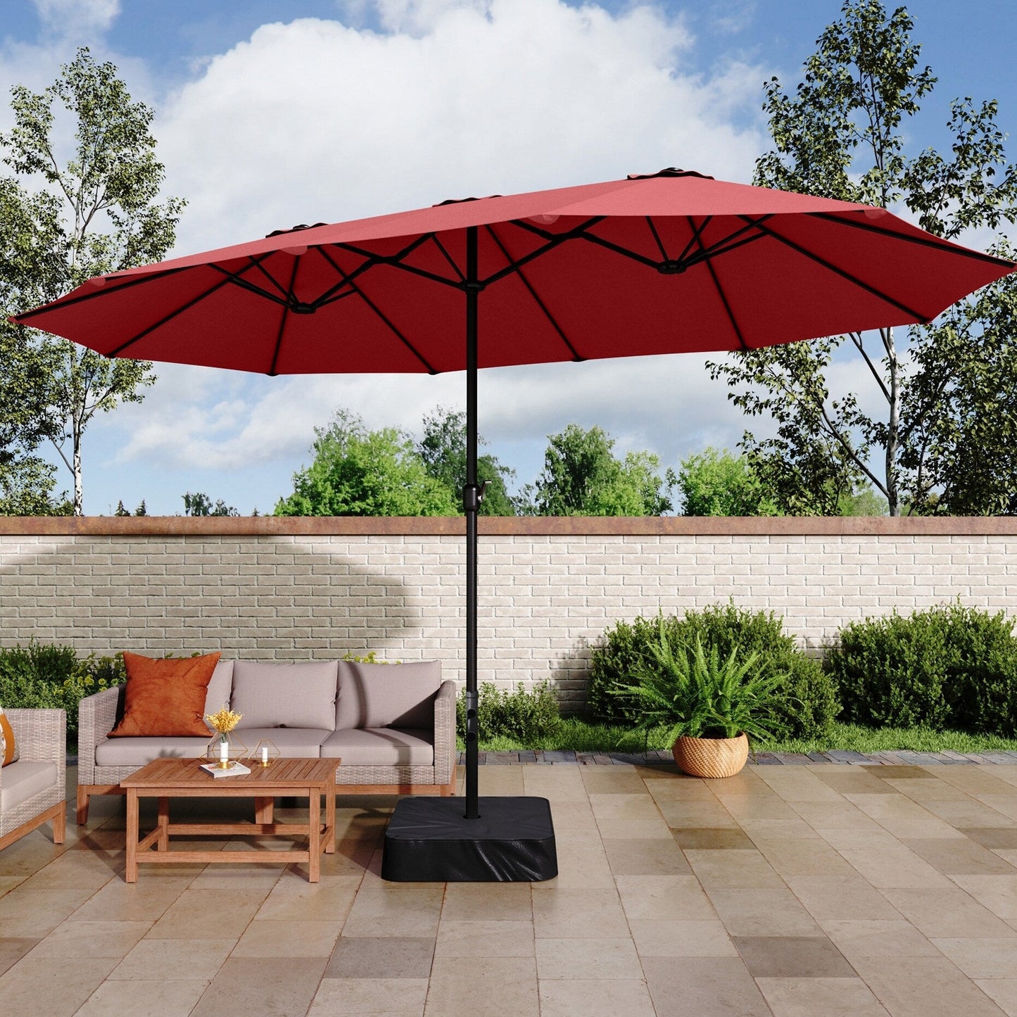 MAISON ARTS Parasol de terrasse double face extra large de 4,5 m avec socle inclus