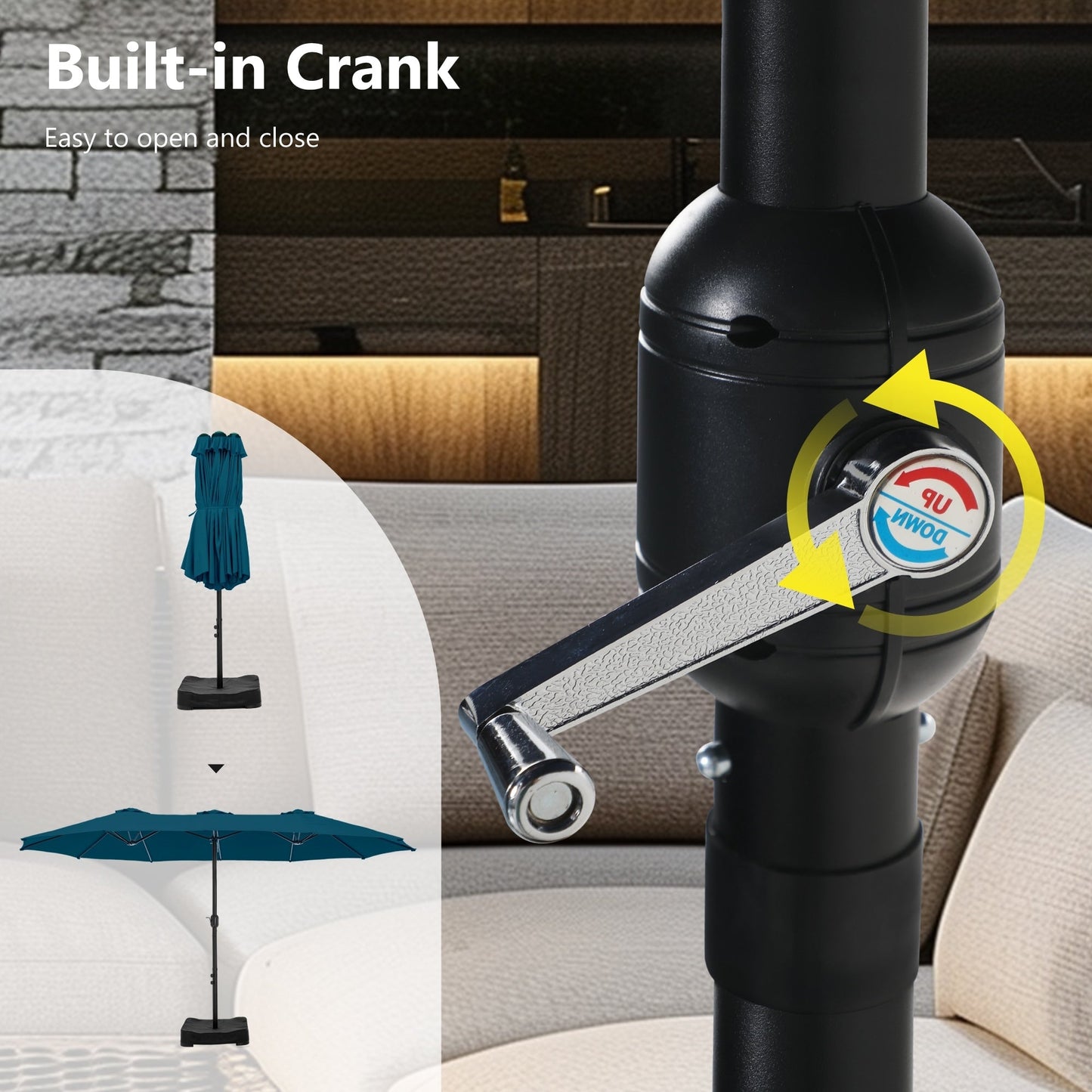 MAISON ARTS Parasol de terrasse double face extra large de 4,5 m avec socle inclus