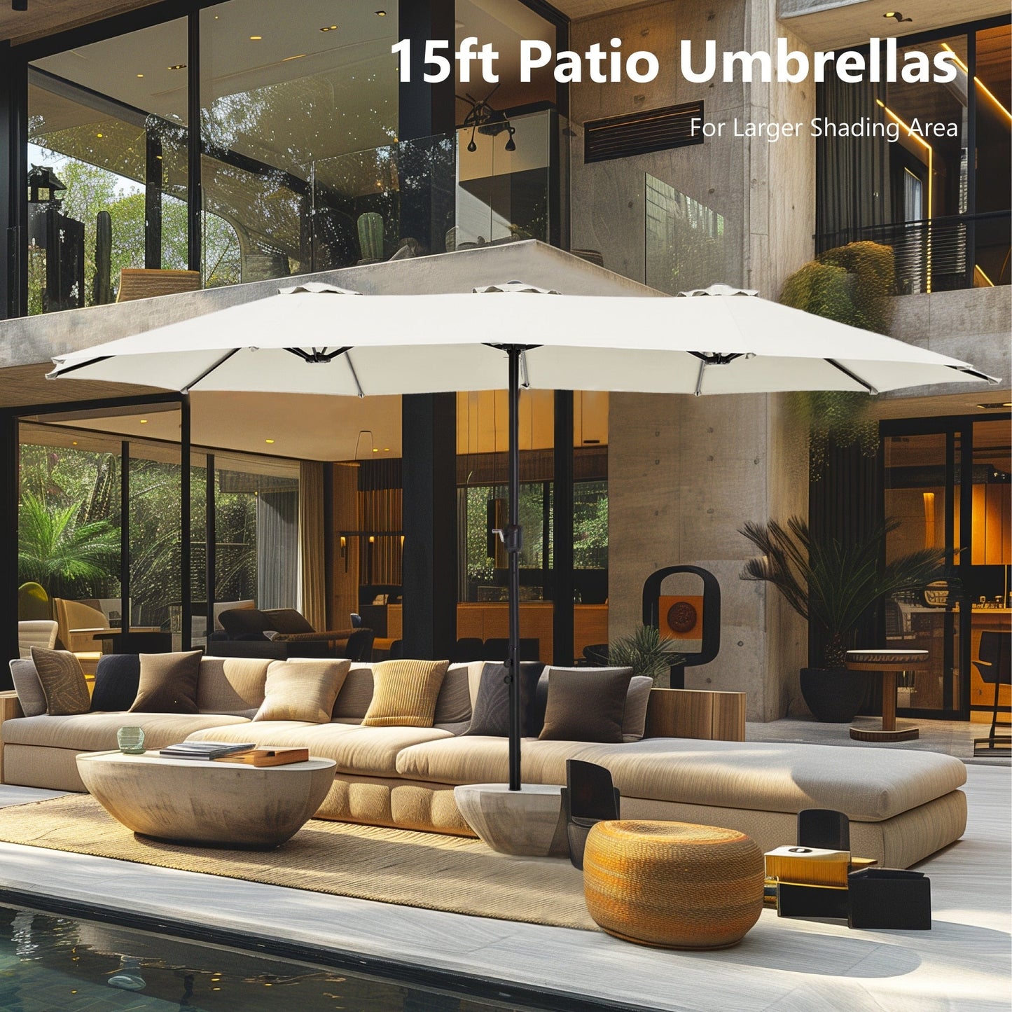 MAISON ARTS Parasol de terrasse double face extra large de 4,5 m avec socle inclus