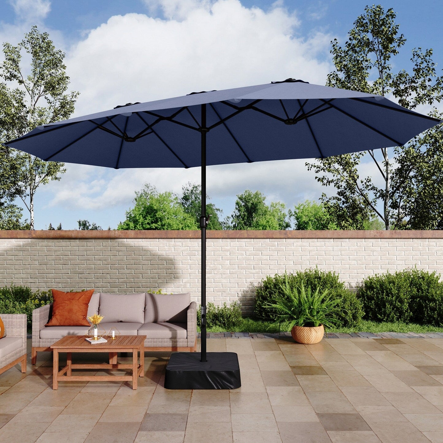 MAISON ARTS Parasol de terrasse double face extra large de 4,5 m avec socle inclus