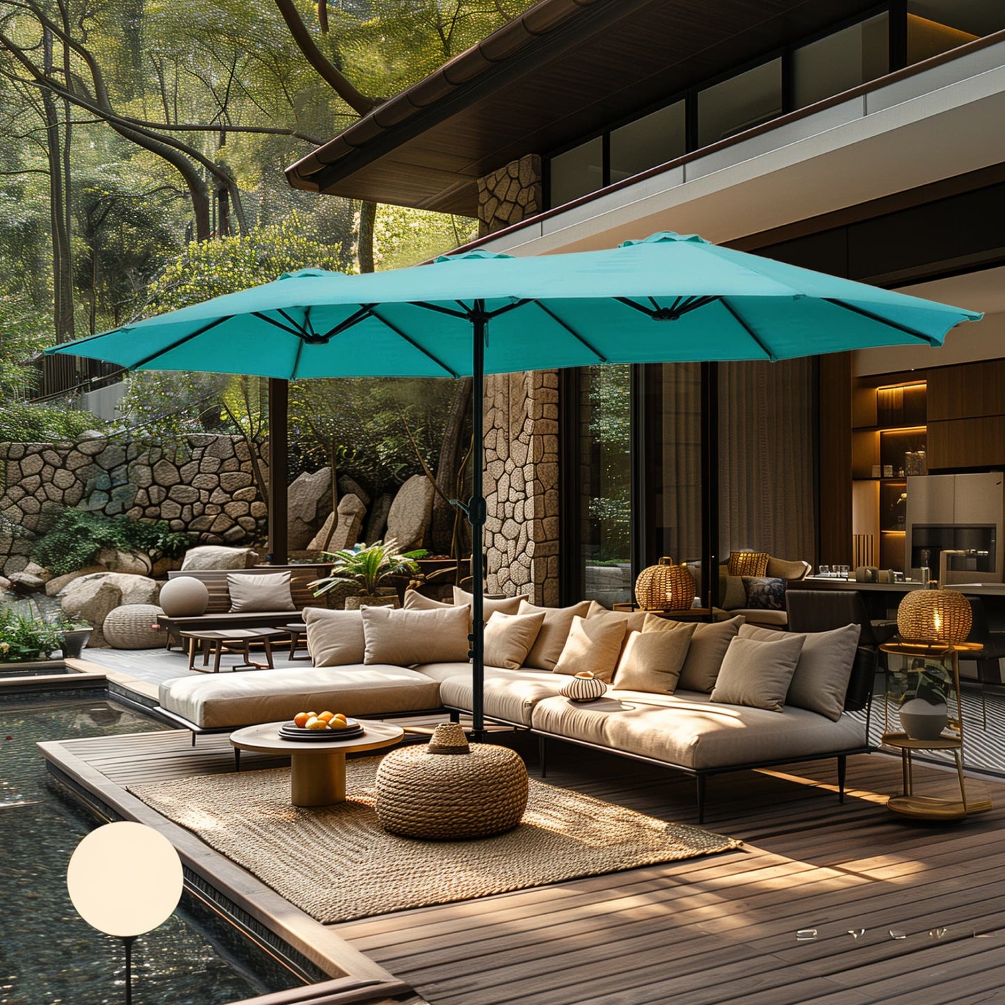 MAISON ARTS Parasol de terrasse double face extra large de 4,5 m avec socle inclus