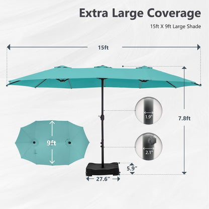 MAISON ARTS Parasol de terrasse double face extra large de 4,5 m avec socle inclus