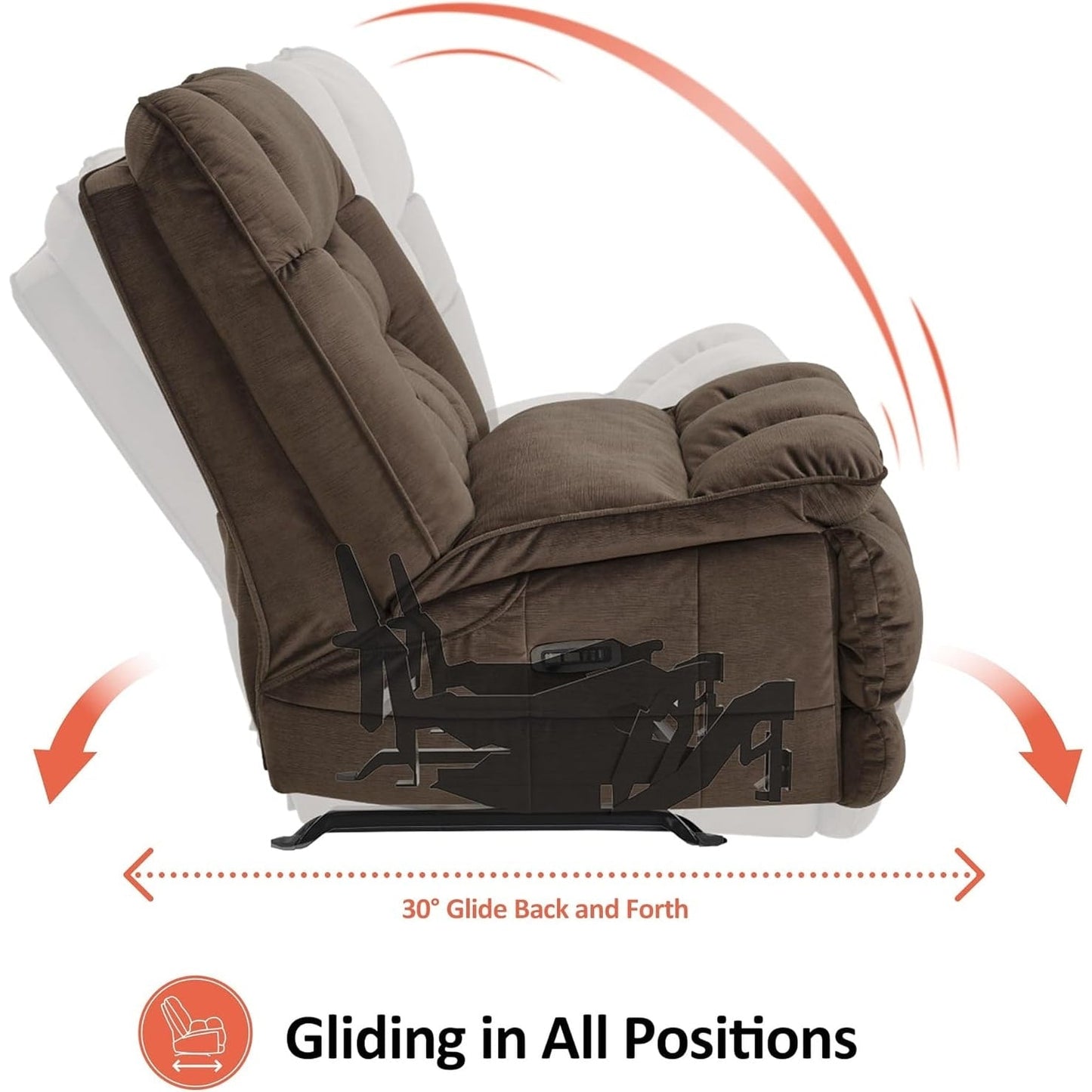 MCombo Oversized Dual Motor Armless Power Rocker Recliner Chair, Zeroarms Recliner Perfect for Living Room Fabric PR607