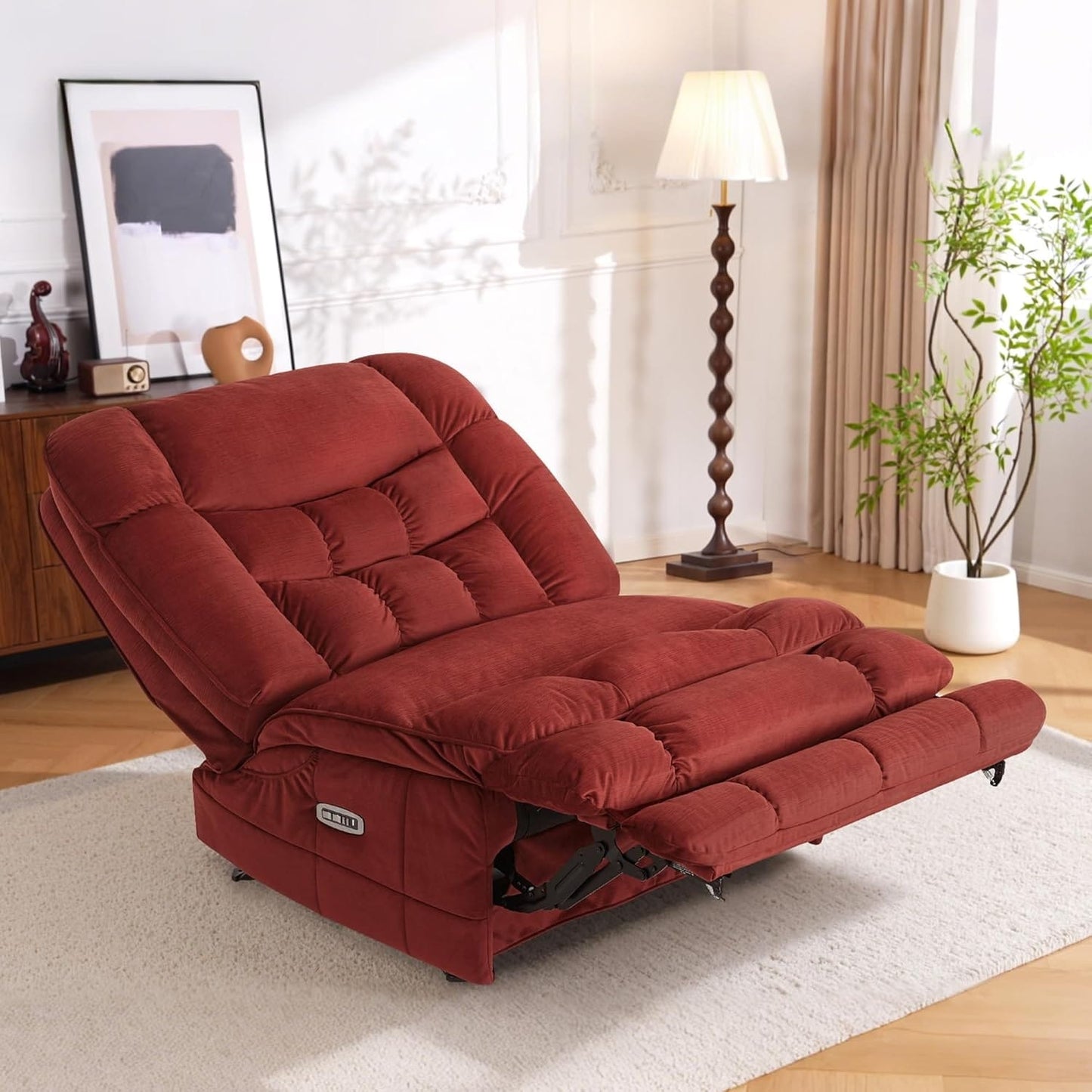 MCombo Oversized Dual Motor Armless Power Rocker Recliner Chair, Zeroarms Recliner Perfect for Living Room Fabric PR607