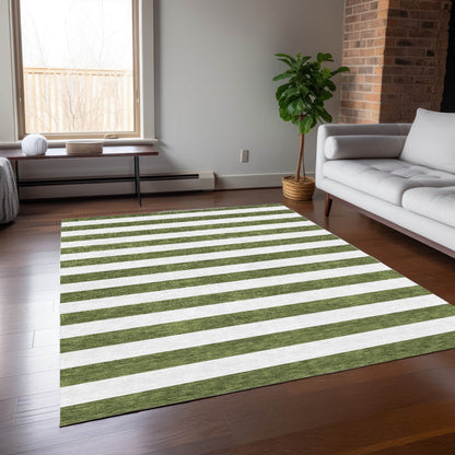Machine Washable Indoor/ Outdoor Cabana Stripe Chantille Rug
