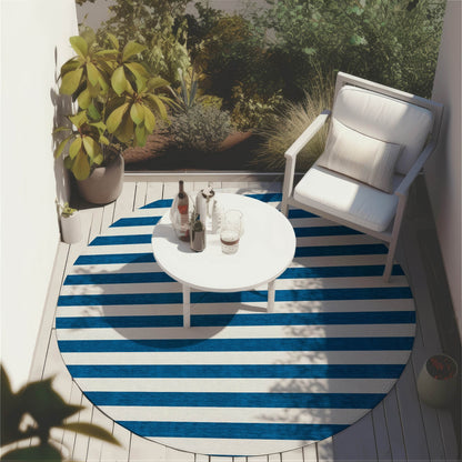 Machine Washable Indoor/ Outdoor Cabana Stripe Chantille Rug