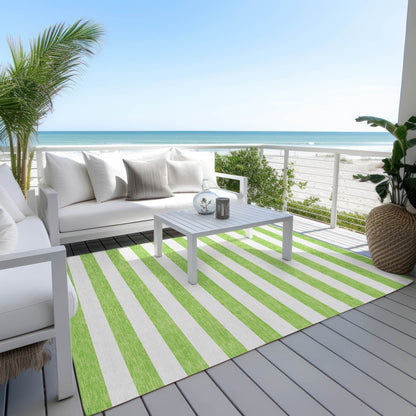 Machine Washable Indoor/ Outdoor Cabana Stripe Chantille Rug