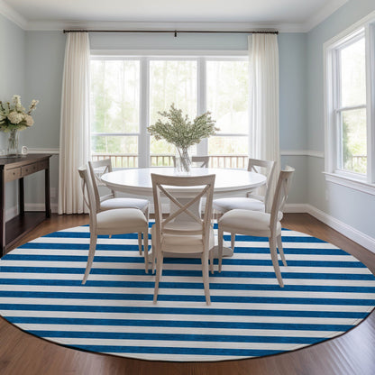 Machine Washable Indoor/ Outdoor Cabana Stripe Chantille Rug