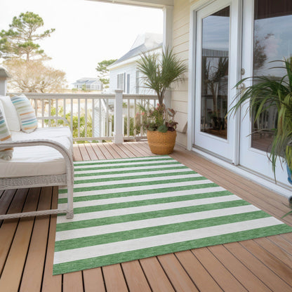 Machine Washable Indoor/ Outdoor Cabana Stripe Chantille Rug