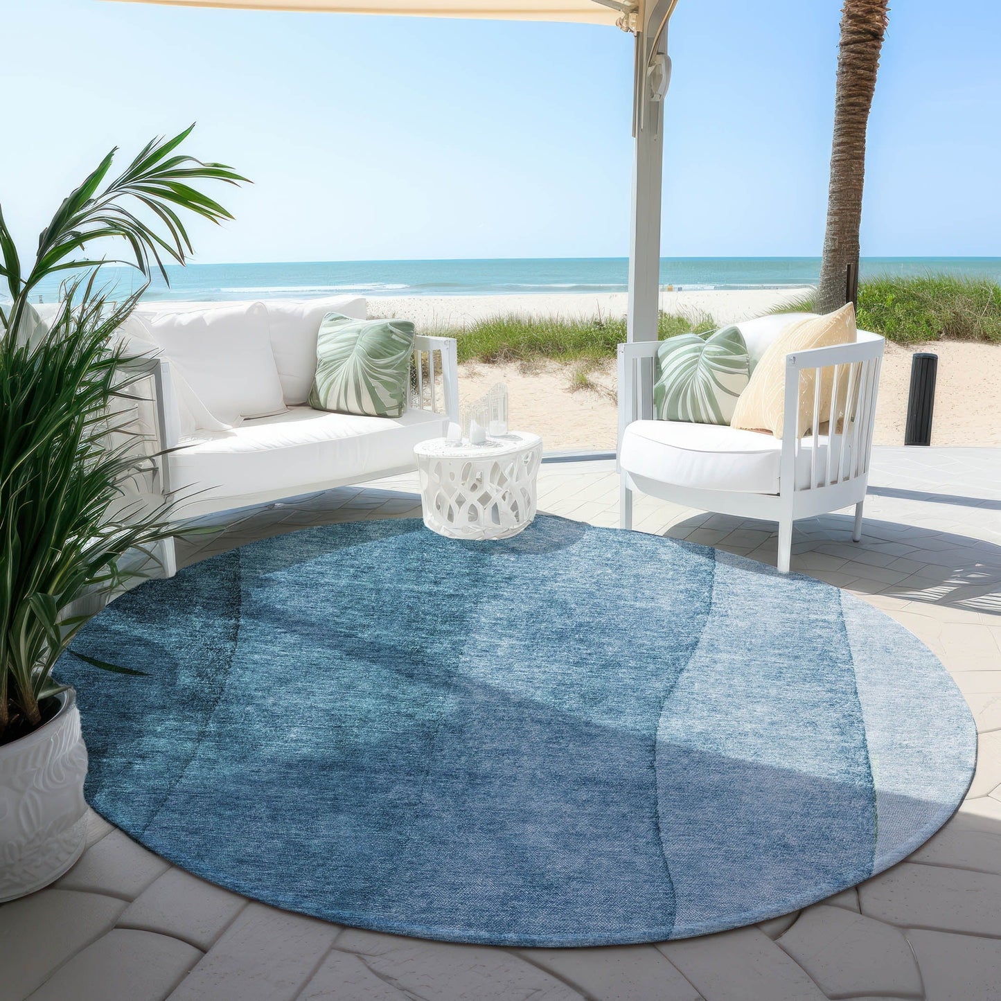 Machine Washable Indoor/ Outdoor Chantille Contemporary Ombre Rug