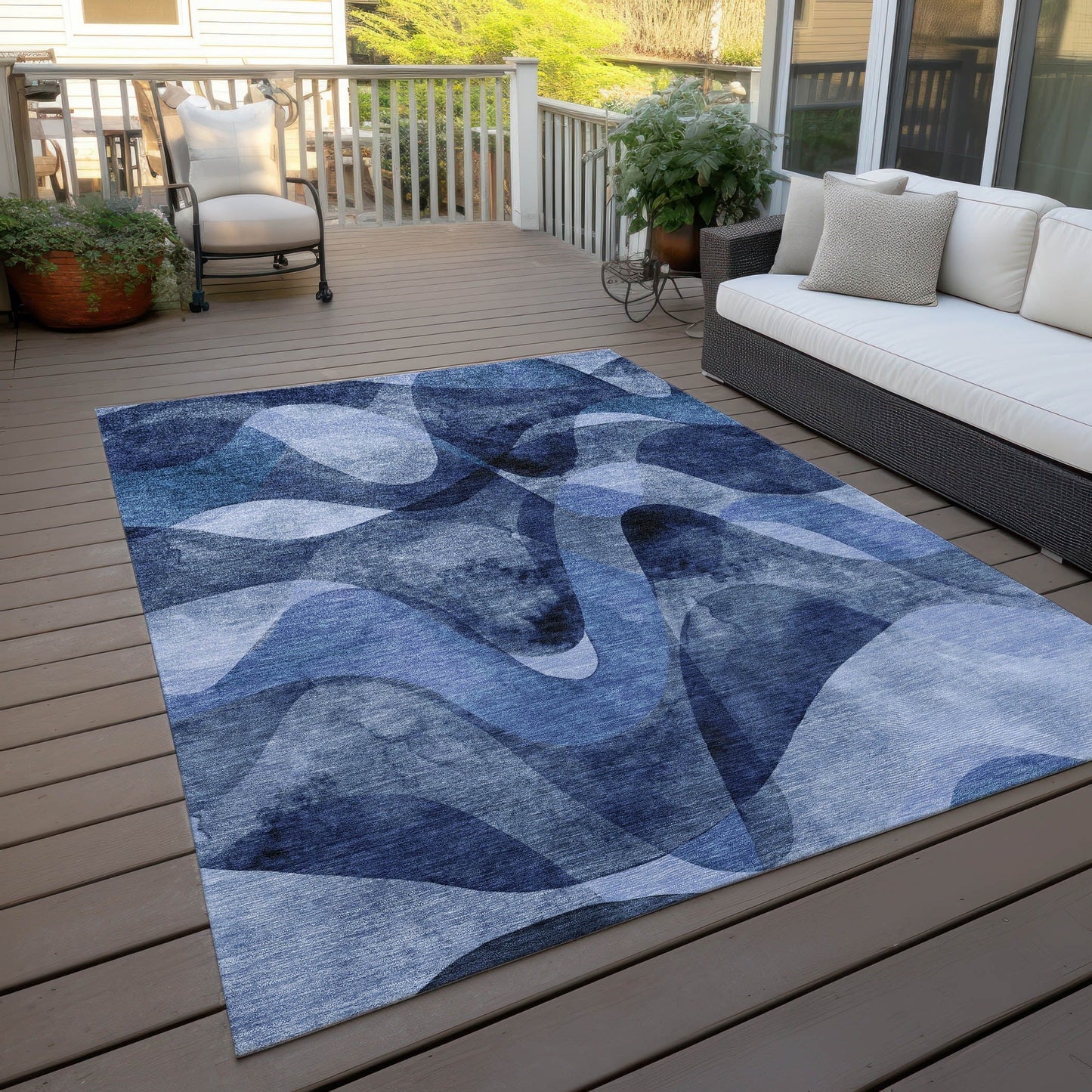 Machine Washable Indoor/ Outdoor Modern Chantille Rug