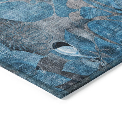 Machine Washable Indoor/ Outdoor Modern Floral Chantille Rug