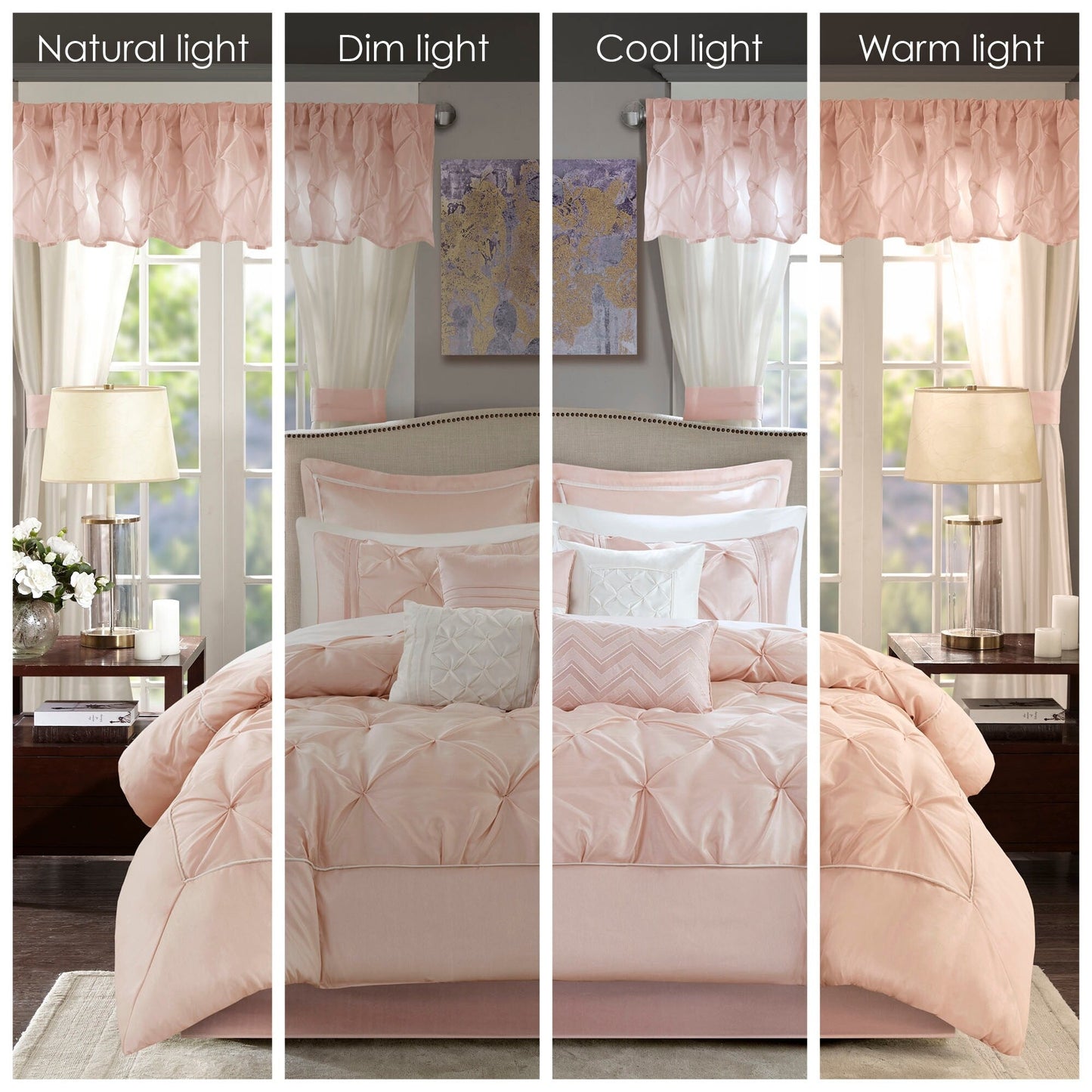 Madison Park Essentials Loretta, ensemble de 24 pièces pour chambre à coucher avec panneaux de fenêtre et ensemble de draps