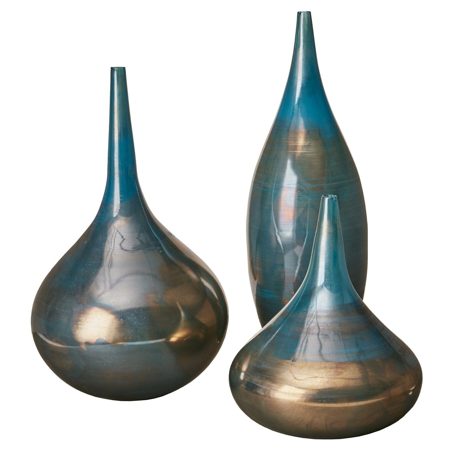 Vases décoratifs en verre Aurora bleu et bronze de Madison Park Signature, ensemble de 3 pièces