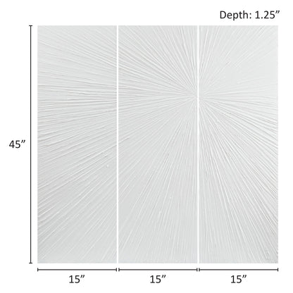 Ensemble de 3 panneaux muraux en résine multidimensionnelle, triptyque à rayons de soleil peints à la main, Madison Park Signature.