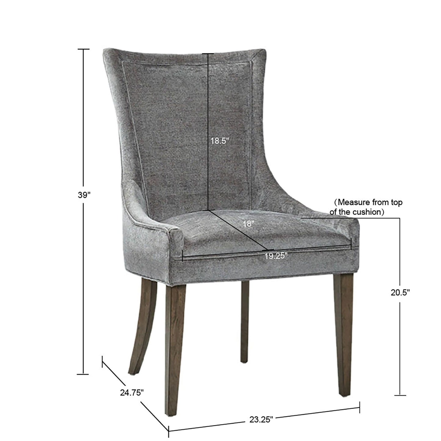 Madison Park Signature Fauteuils de salle à manger Ultra rembourrés avec pieds en bois (lot de 2) - N/A