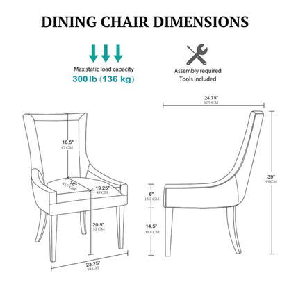 Madison Park Signature Fauteuils de salle à manger Ultra rembourrés avec pieds en bois (lot de 2) - N/A