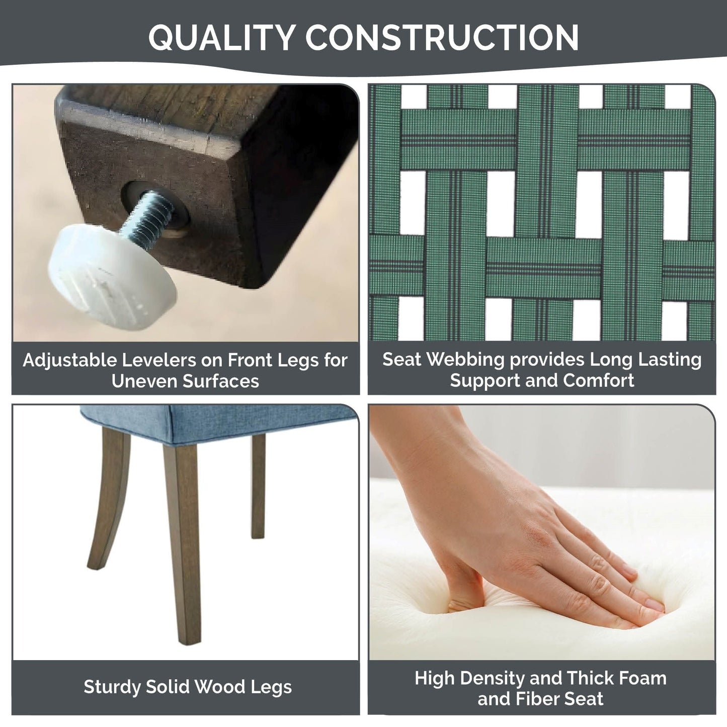 Madison Park Signature Fauteuils de salle à manger Ultra rembourrés avec pieds en bois (lot de 2) - N/A