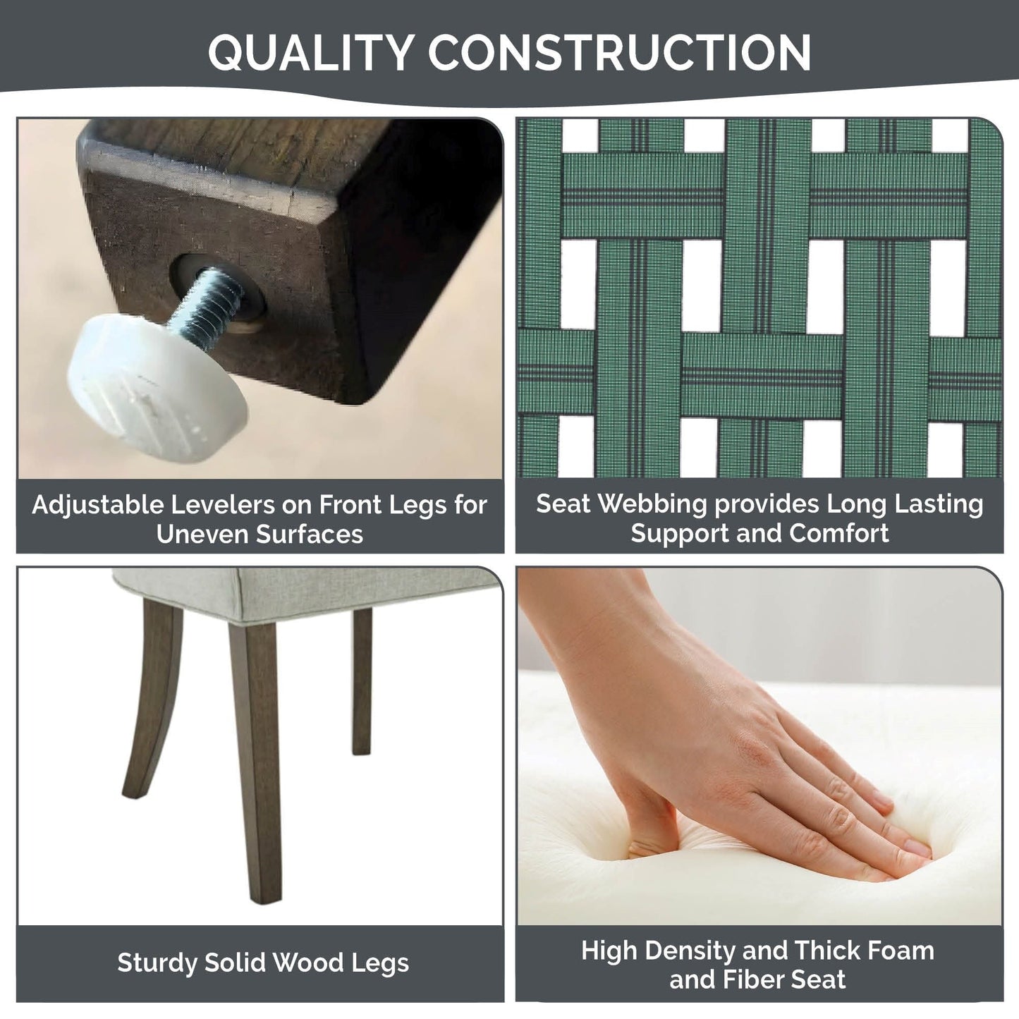 Madison Park Signature Fauteuils de salle à manger Ultra rembourrés avec pieds en bois (lot de 2) - N/A