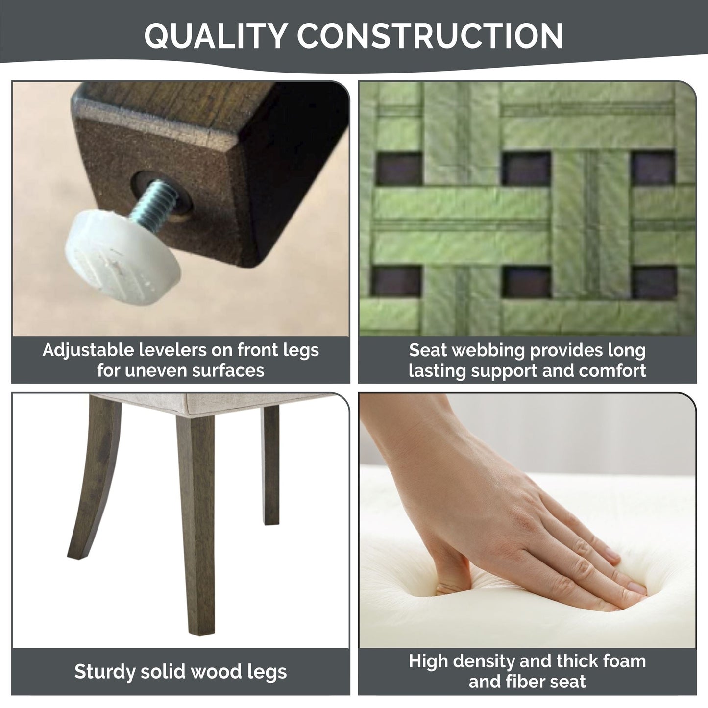 Madison Park Signature Fauteuils de salle à manger Ultra rembourrés avec pieds en bois (lot de 2) - N/A