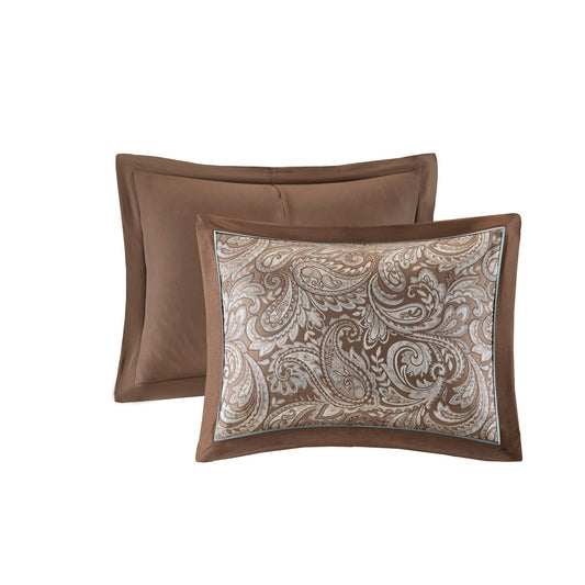 Ensemble de couette Madison Park Whitman bleu/brun de 12 pièces avec draps de lit en coton