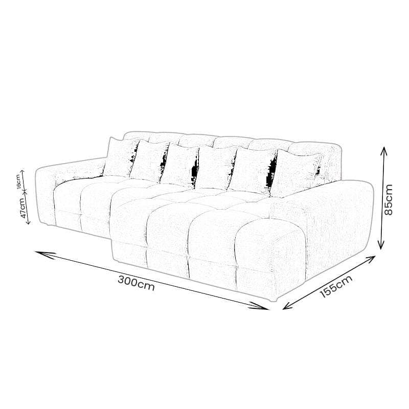 Maine Right Hand Facing Corner Sofa - Cream
