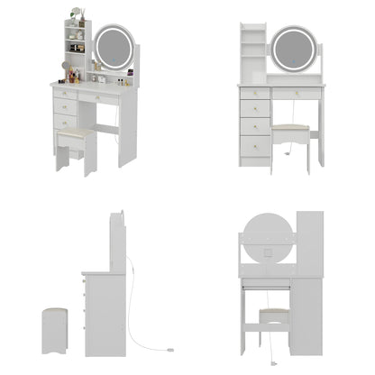 Ensemble coiffeuse avec miroir à écran tactile et tabouret