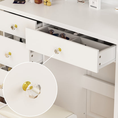 Ensemble coiffeuse avec miroir à écran tactile et tabouret