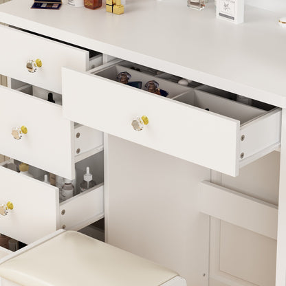 Ensemble coiffeuse avec miroir à écran tactile et tabouret