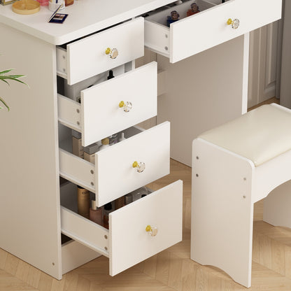 Ensemble coiffeuse avec miroir à écran tactile et tabouret