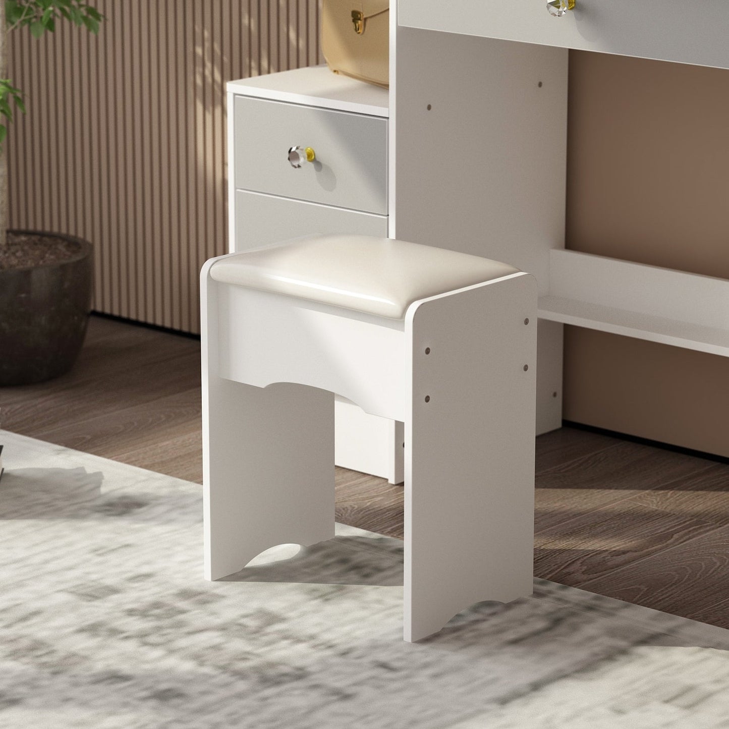 Ensemble de coiffeuse avec miroir et tabouret