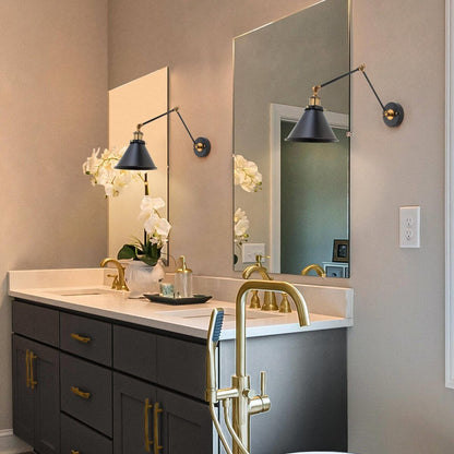 Malryn Lot de 2 appliques murales modernes à bras oscillant réglable, à brancher ou à câbler directement