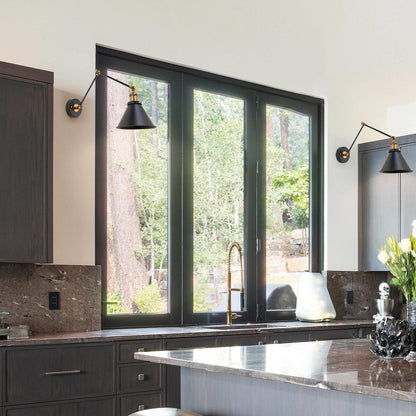 Malryn Lot de 2 appliques murales modernes à bras oscillant réglable, à brancher ou à câbler directement