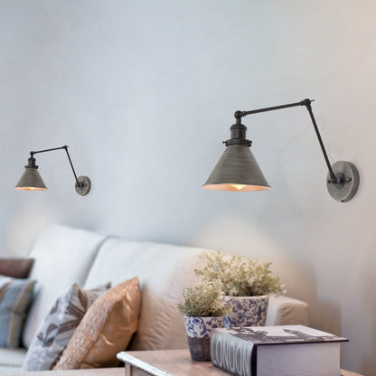 Malryn Lot de 2 appliques murales modernes à bras oscillant réglable, à brancher ou à câbler directement