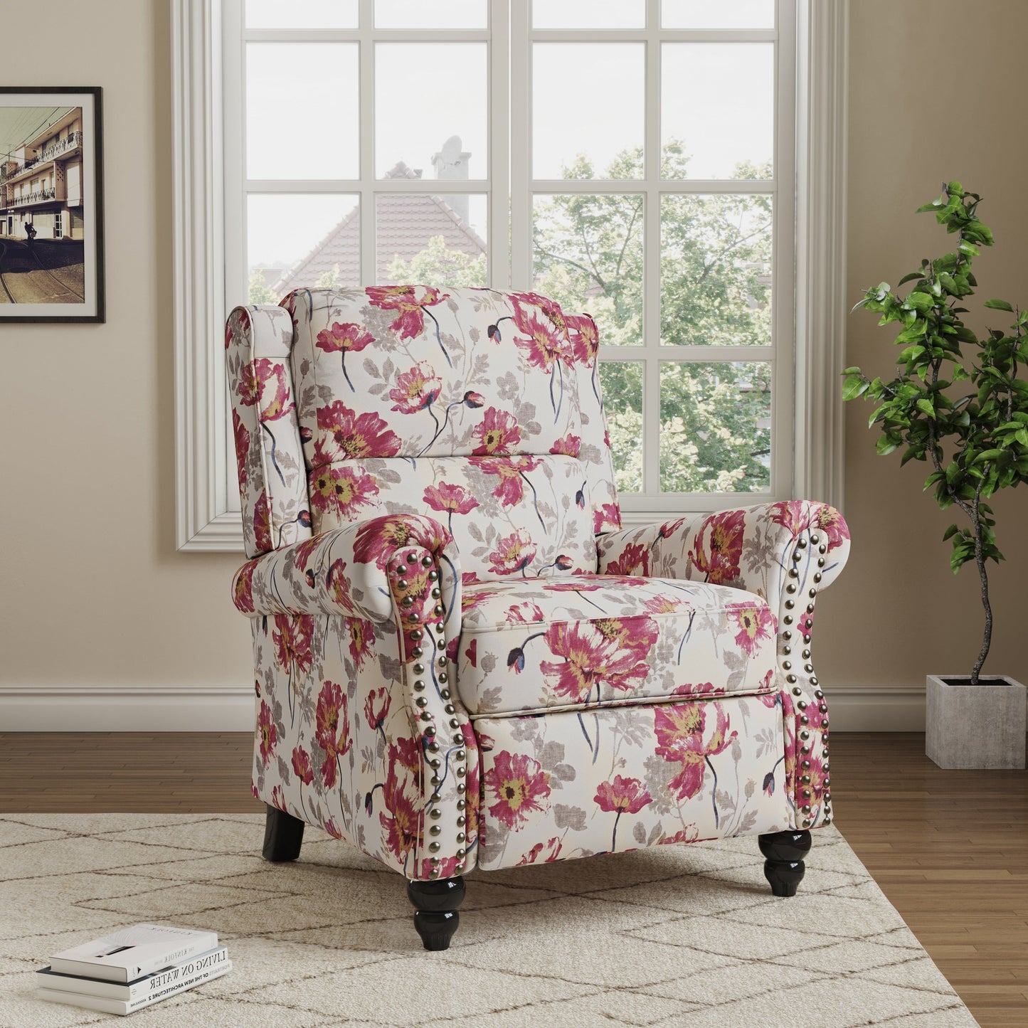 Fauteuils inclinables à commande manuelle avec garniture à clous cloutés