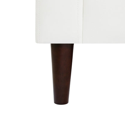 Canapé moderne en cuir véritable avec pieds en bois et coussin supplémentaire.