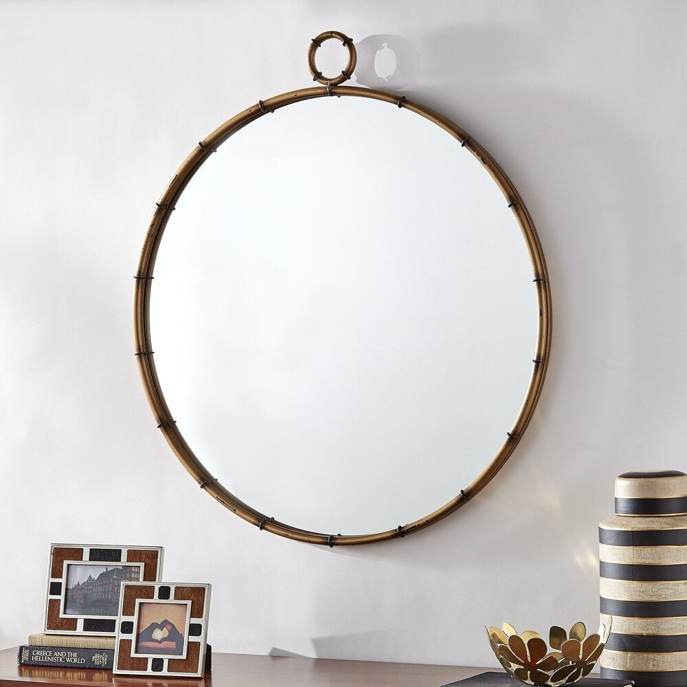 Marza Miroir mural rond avec finition laiton antique de iNSPIRE Q Modern