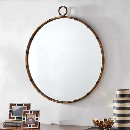 Marza Miroir mural rond avec finition laiton antique de iNSPIRE Q Modern