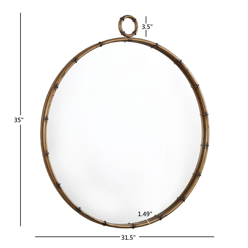 Marza Miroir mural rond avec finition laiton antique de iNSPIRE Q Modern