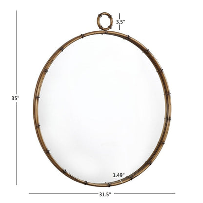 Marza Miroir mural rond avec finition laiton antique de iNSPIRE Q Modern