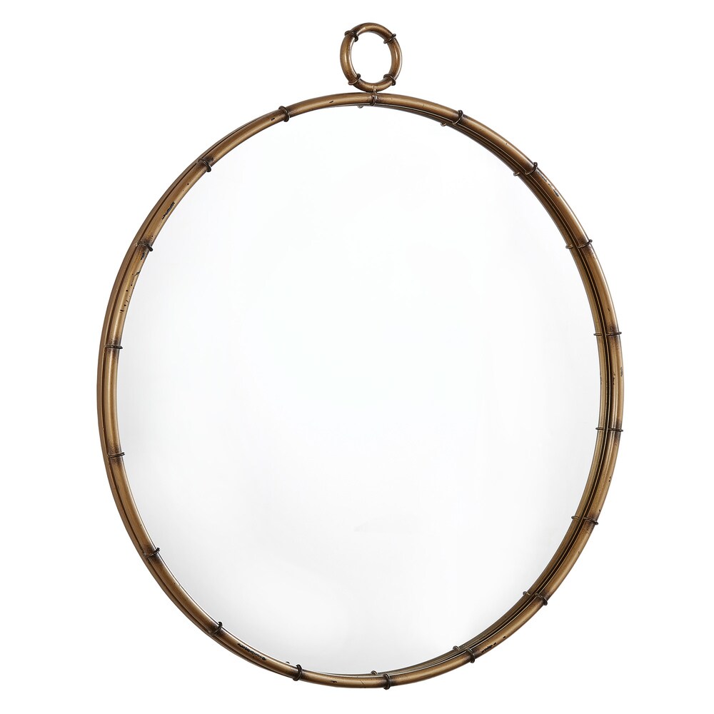 Marza Miroir mural rond avec finition laiton antique de iNSPIRE Q Modern