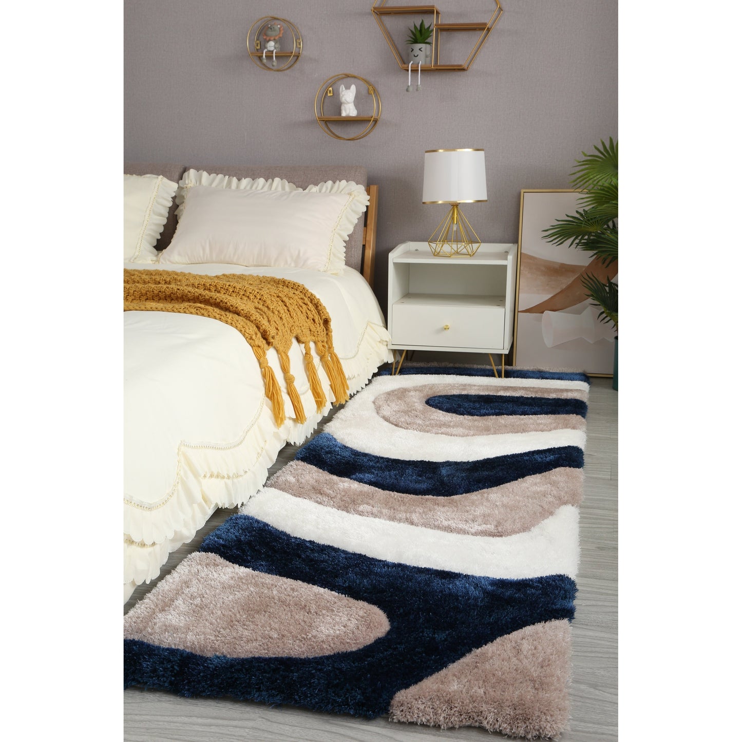 Tapis de sol Mateos Shag à motif abstrait