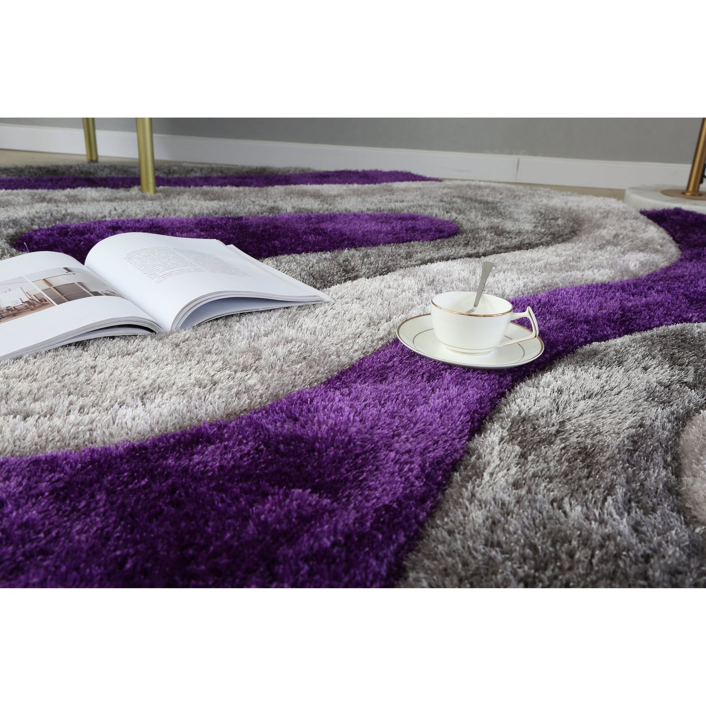 Tapis de sol Mateos Shag à motif abstrait