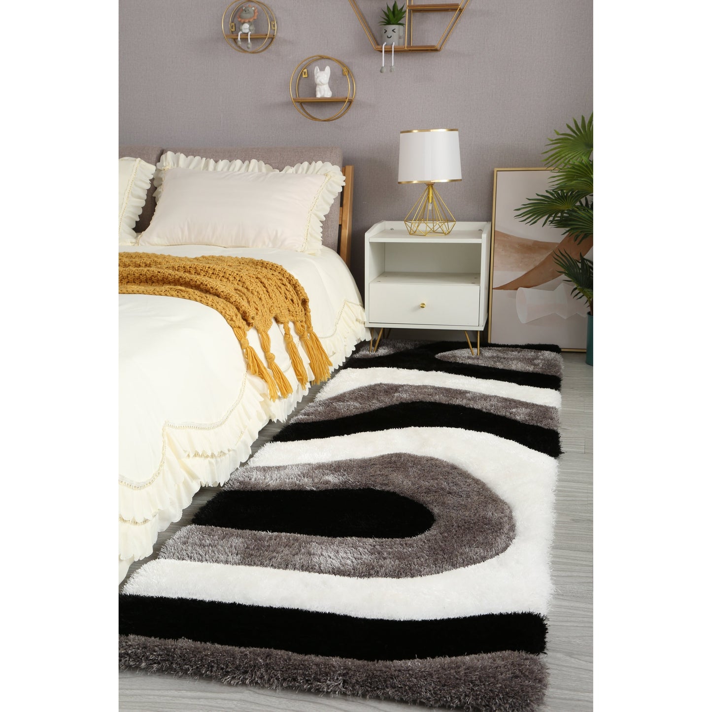 Tapis de sol Mateos Shag à motif abstrait