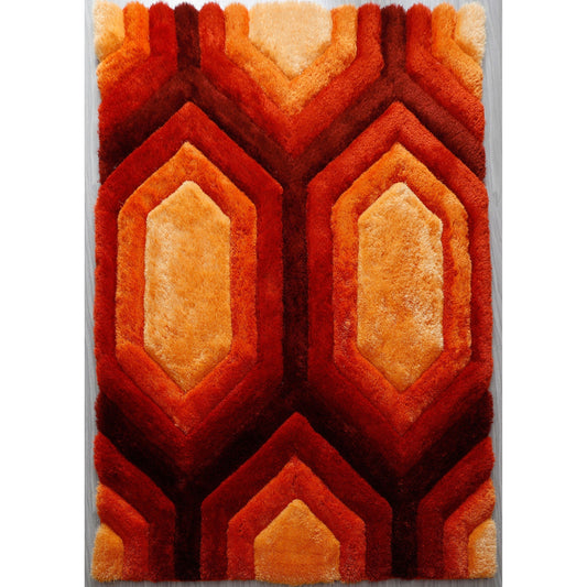 Tapis de sol contemporain Mateos Shag rouge/orange