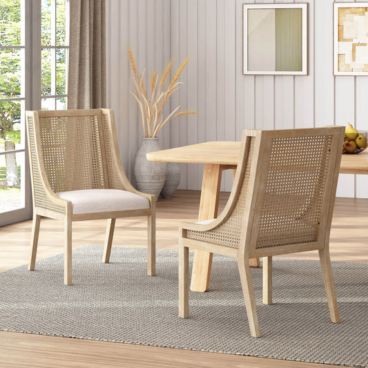 Christopher Knight Home - Chaises de salle à manger rembourrées en osier et bois Maurers (lot de 2)